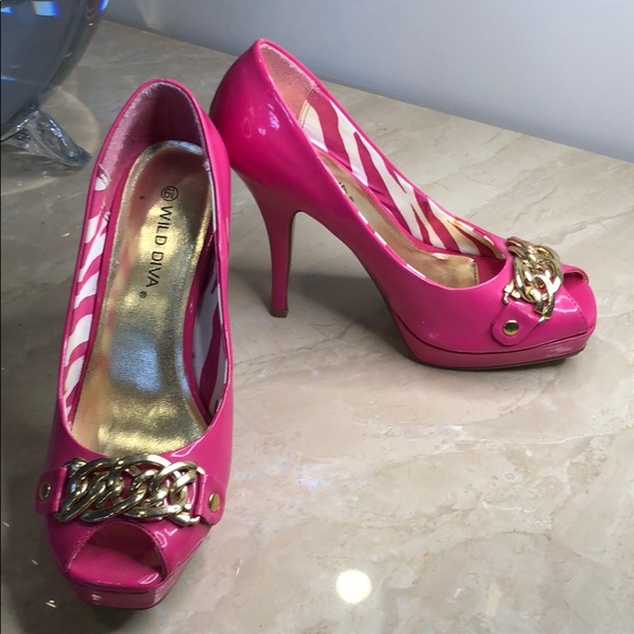Wild Diva pump open toes pink babies high heel - Picture 6 of 8
